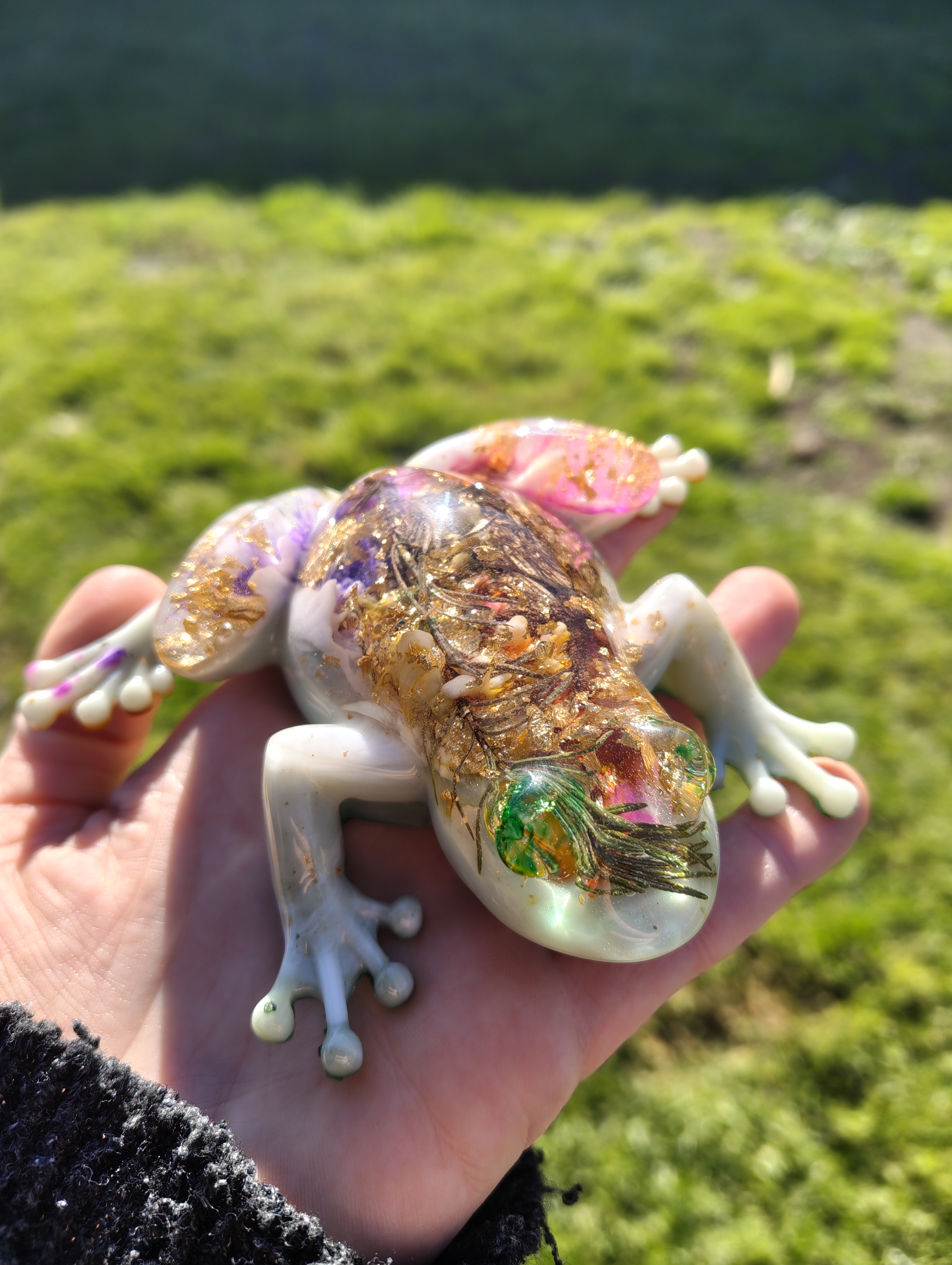 "Sir Hoaps-A-Lot" Gold Leaf Resin Frog