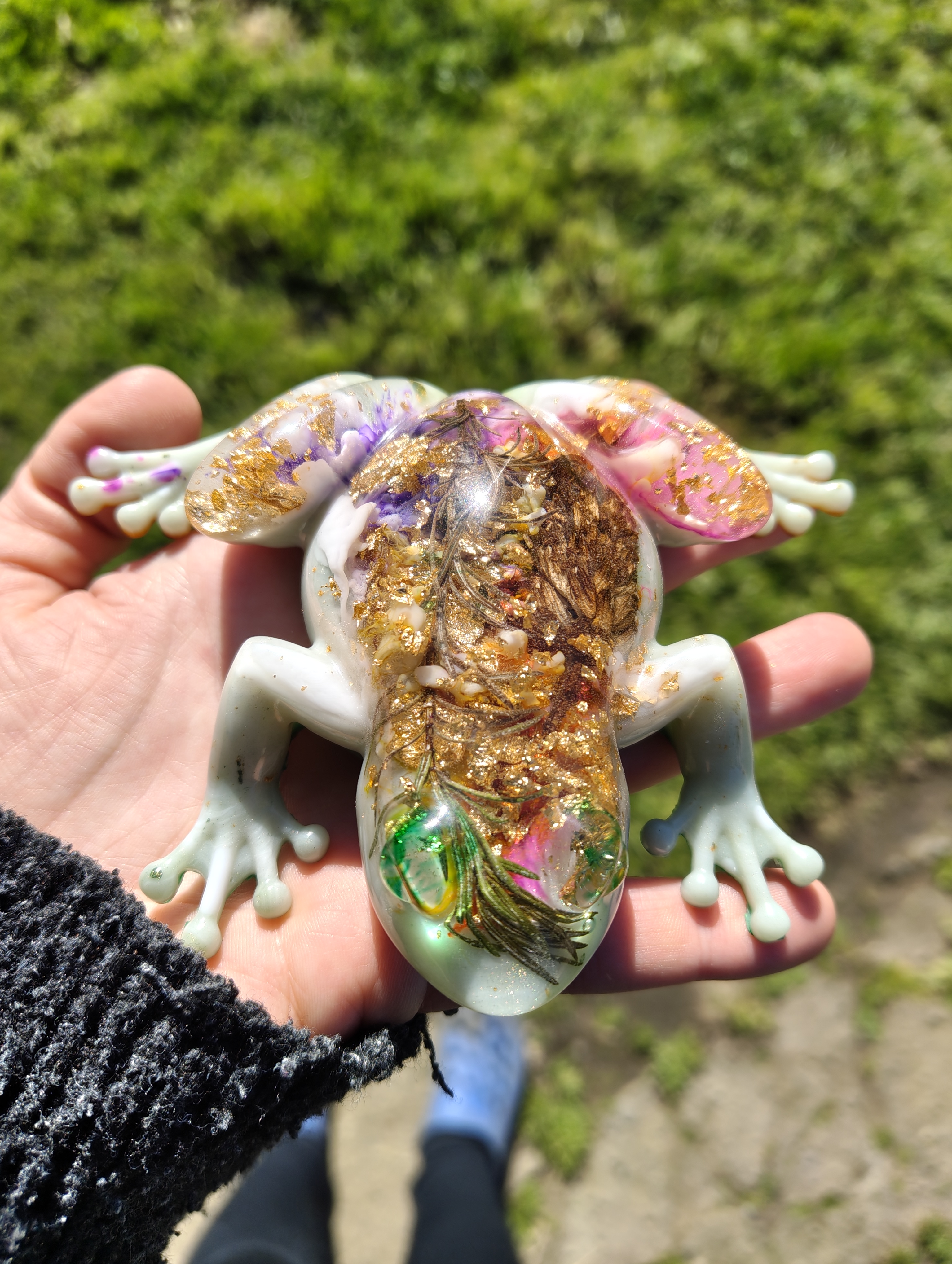 "Sir Hoaps-A-Lot" Gold Leaf Resin Frog