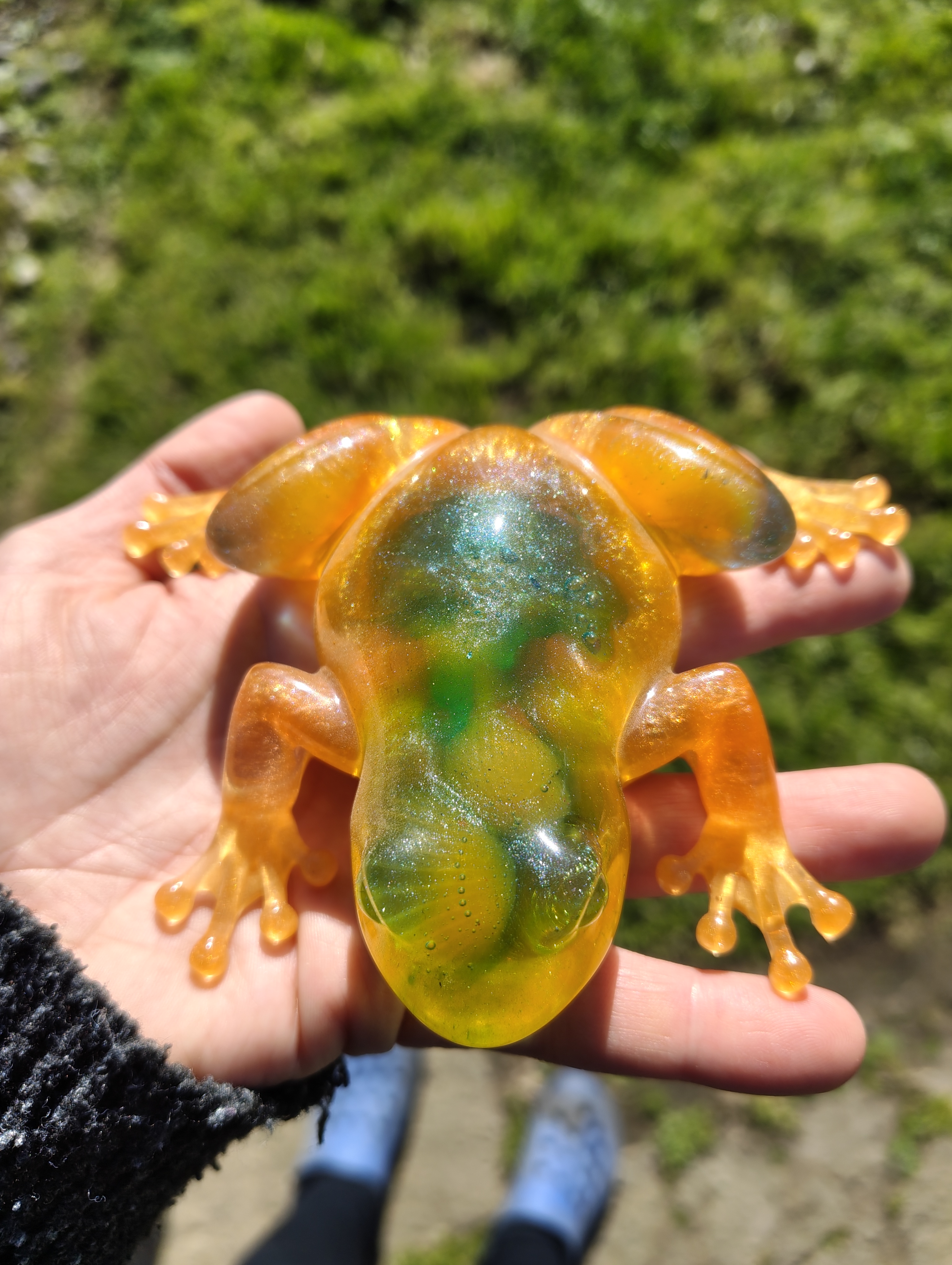 "Solar Flare" Golden Shimmer Resin Frog