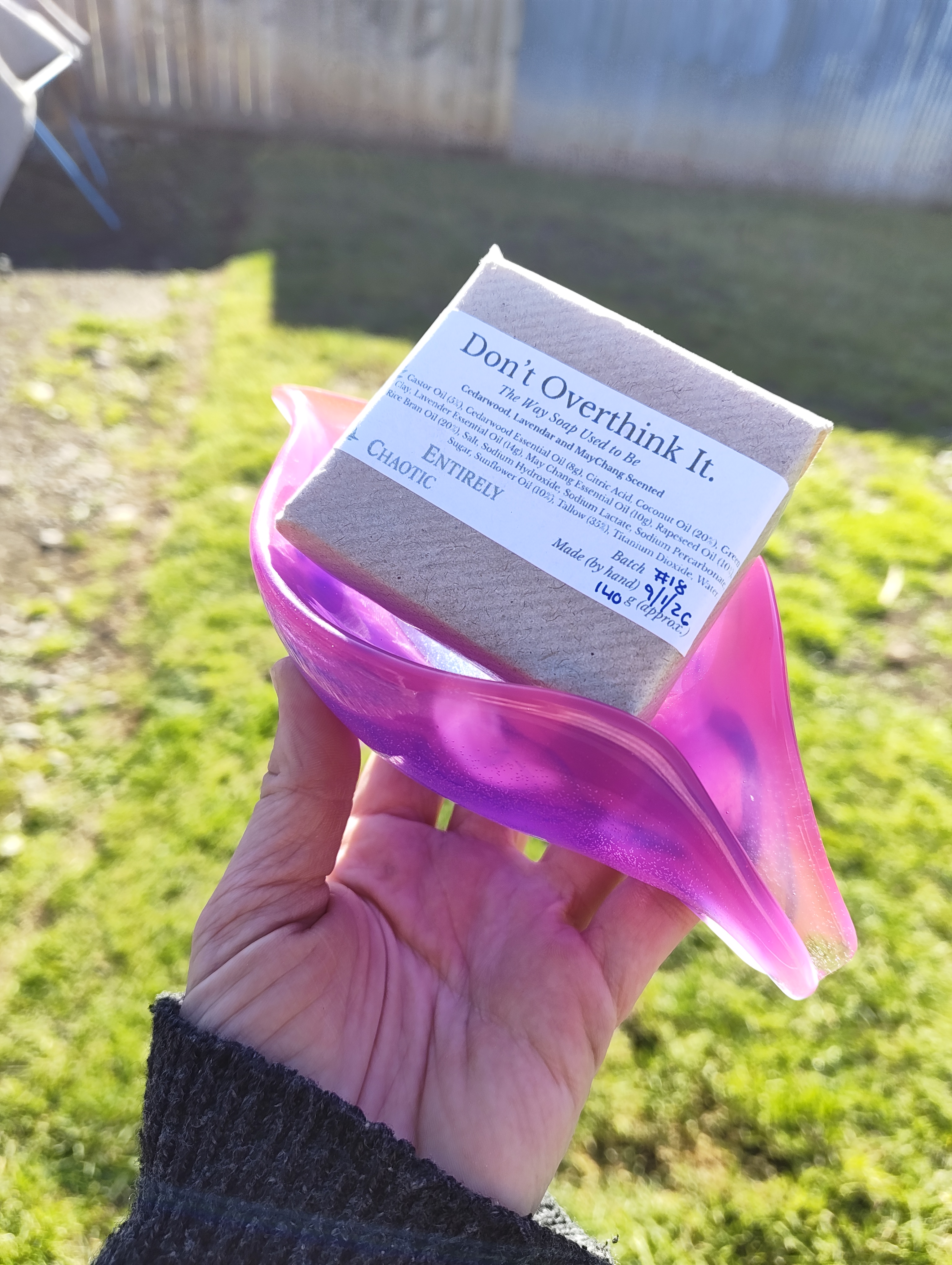 "Cosmic Sunset" Neon Pink & Cobalt Resin Soap Throne