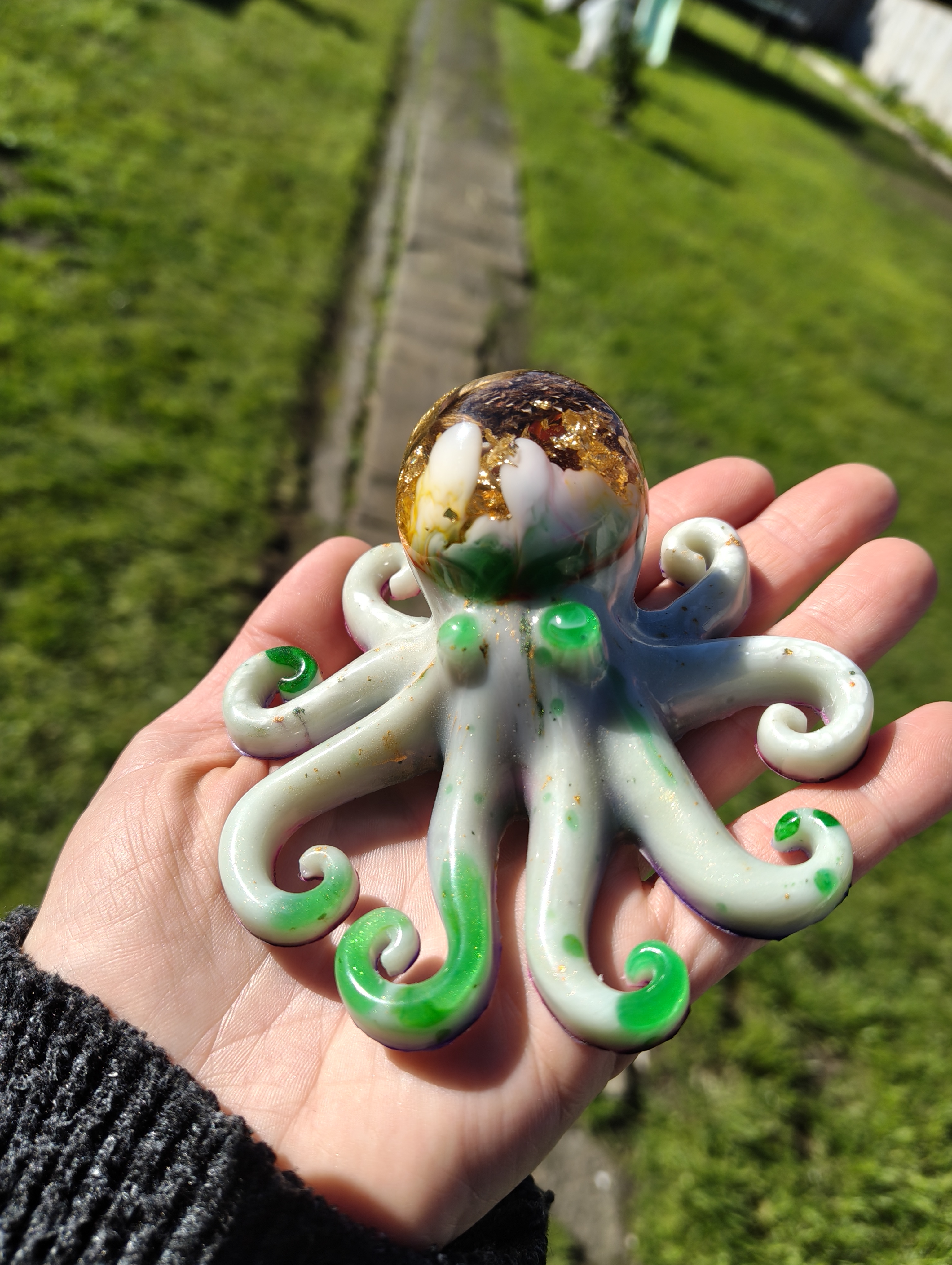 "Sir Tentacles" Gold Leaf & Emerald Resin Octopus