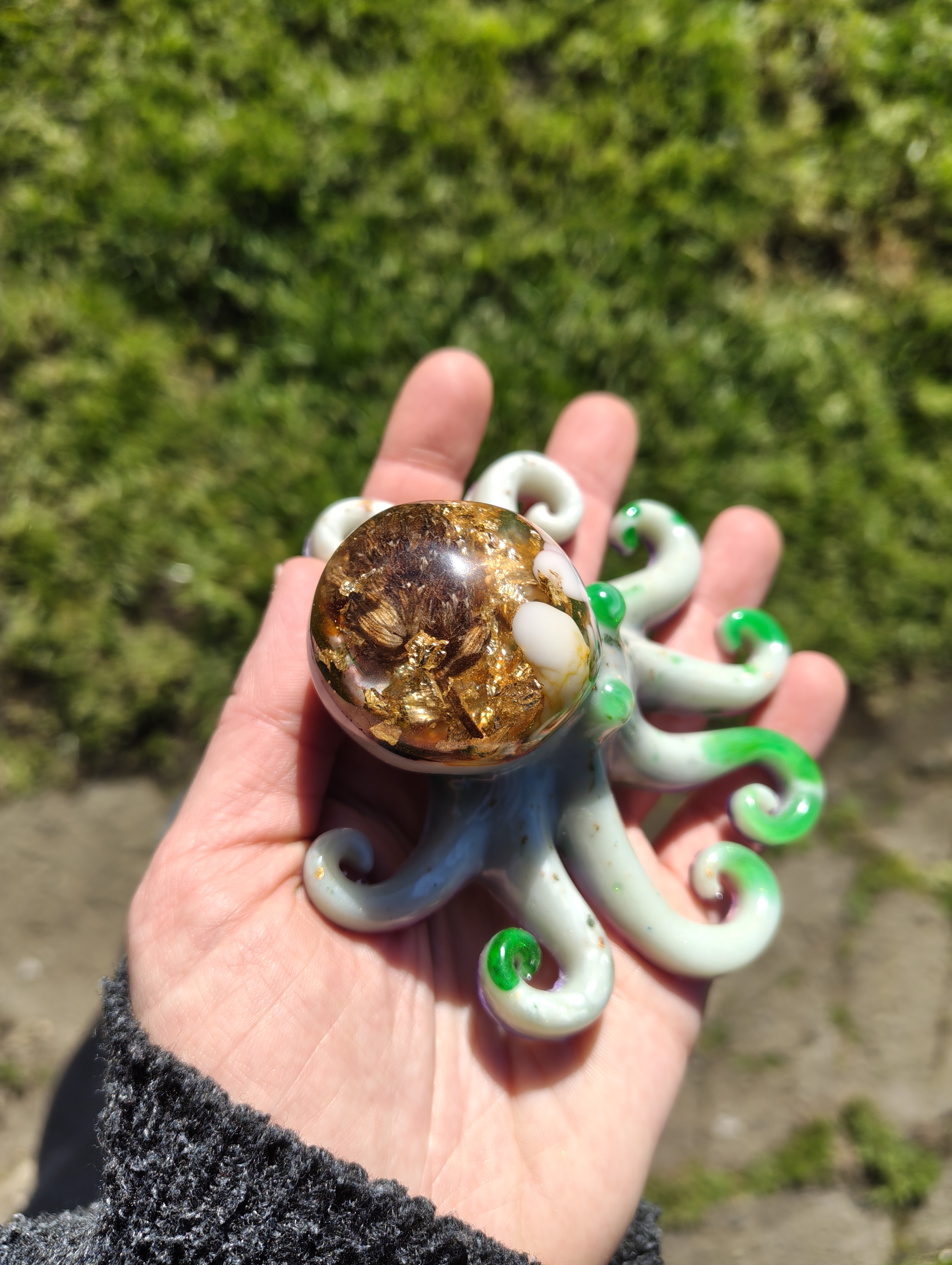 "Sir Tentacles" Gold Leaf & Emerald Resin Octopus