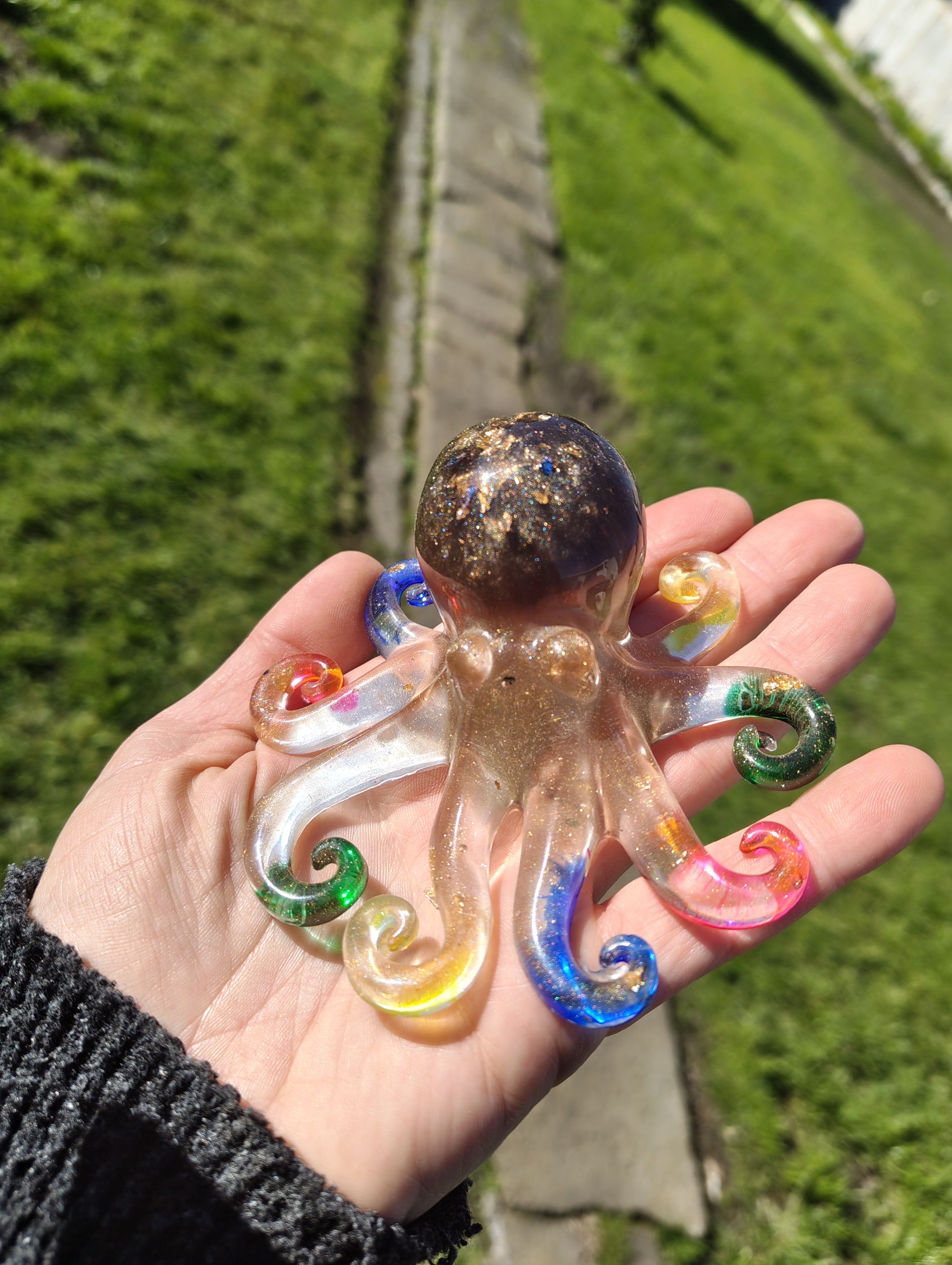 "Prism" Rainbow-Tipped Resin Octopus