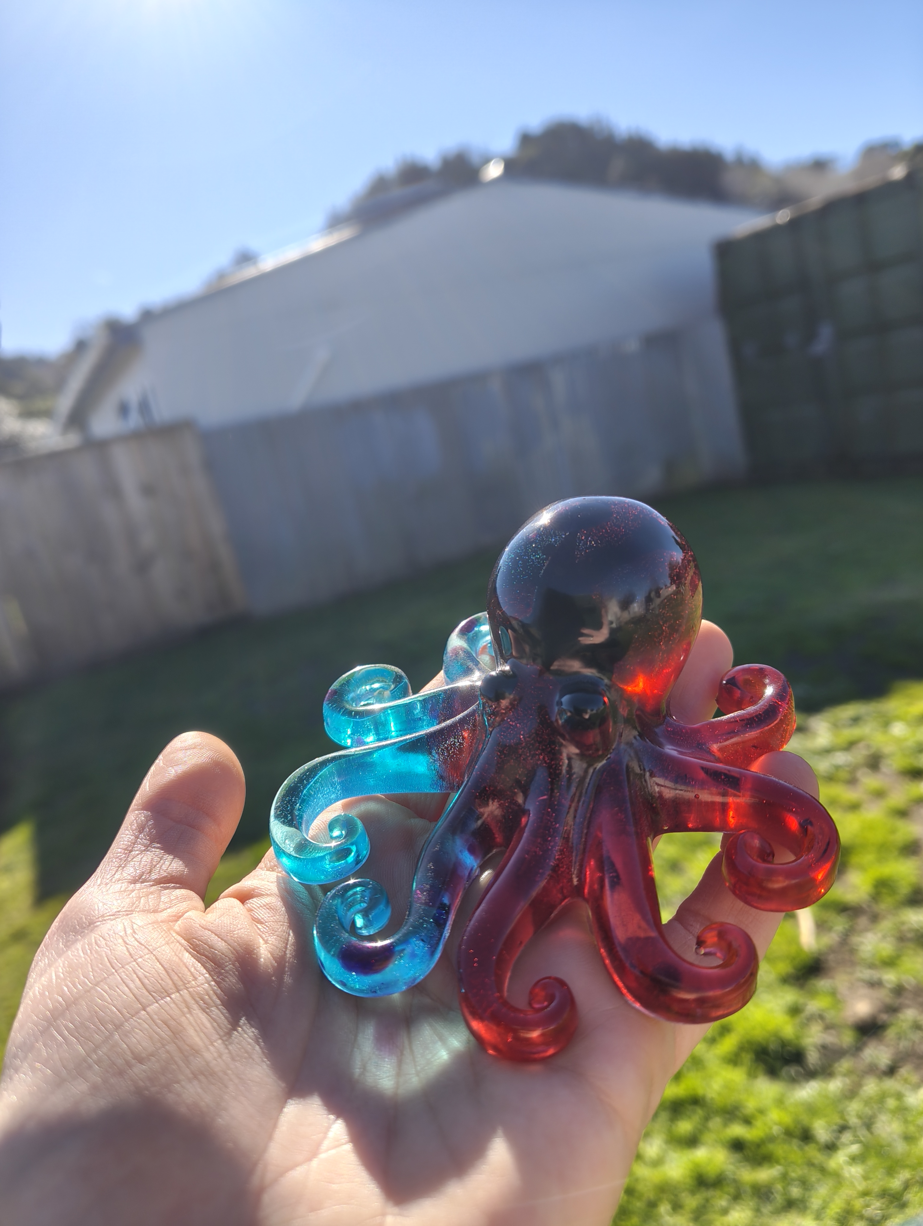 "Fire & Ice" Split Color Resin Octopus
