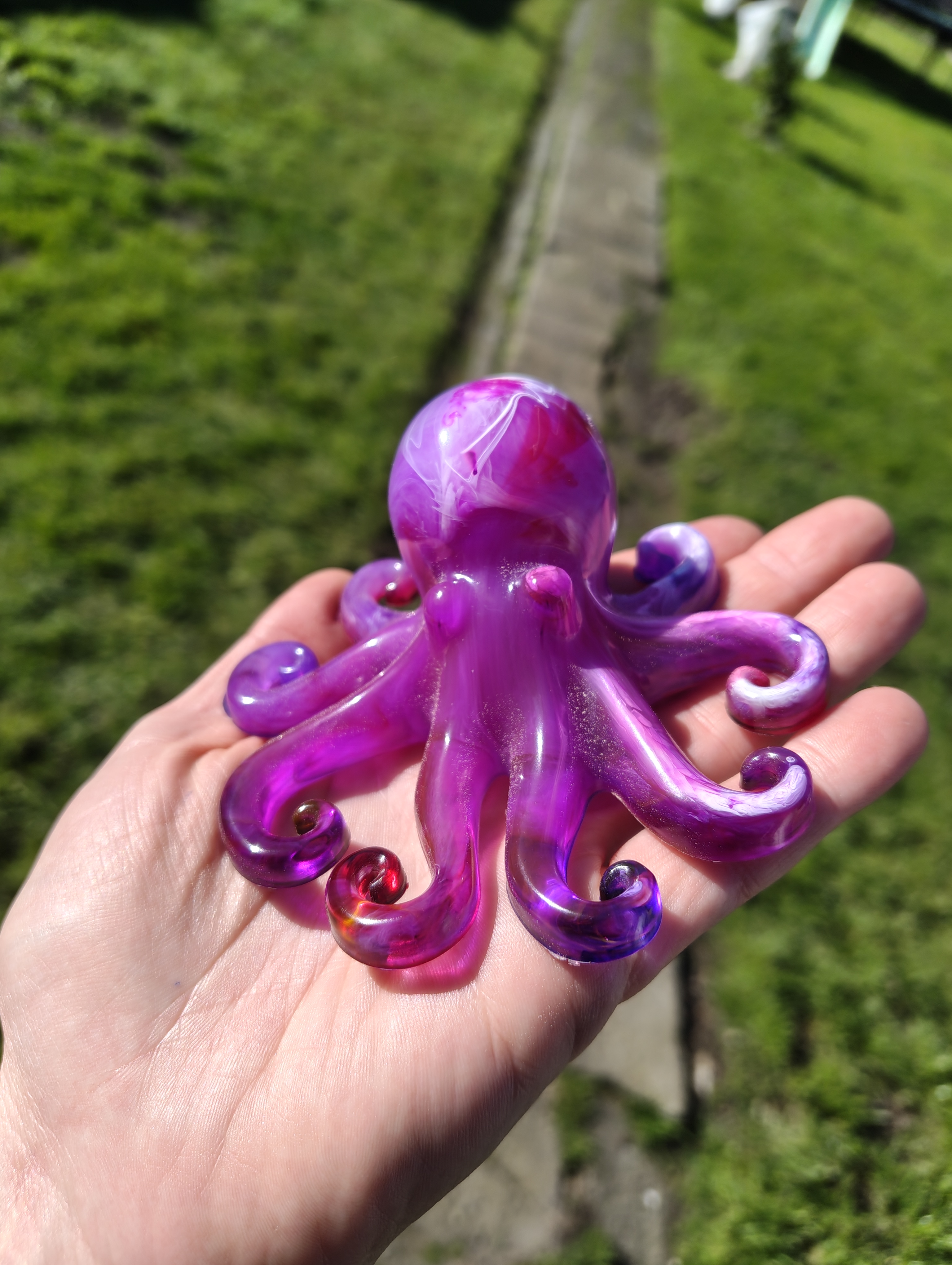 "Nebula" Purple & Magenta Swirl Resin Octopus