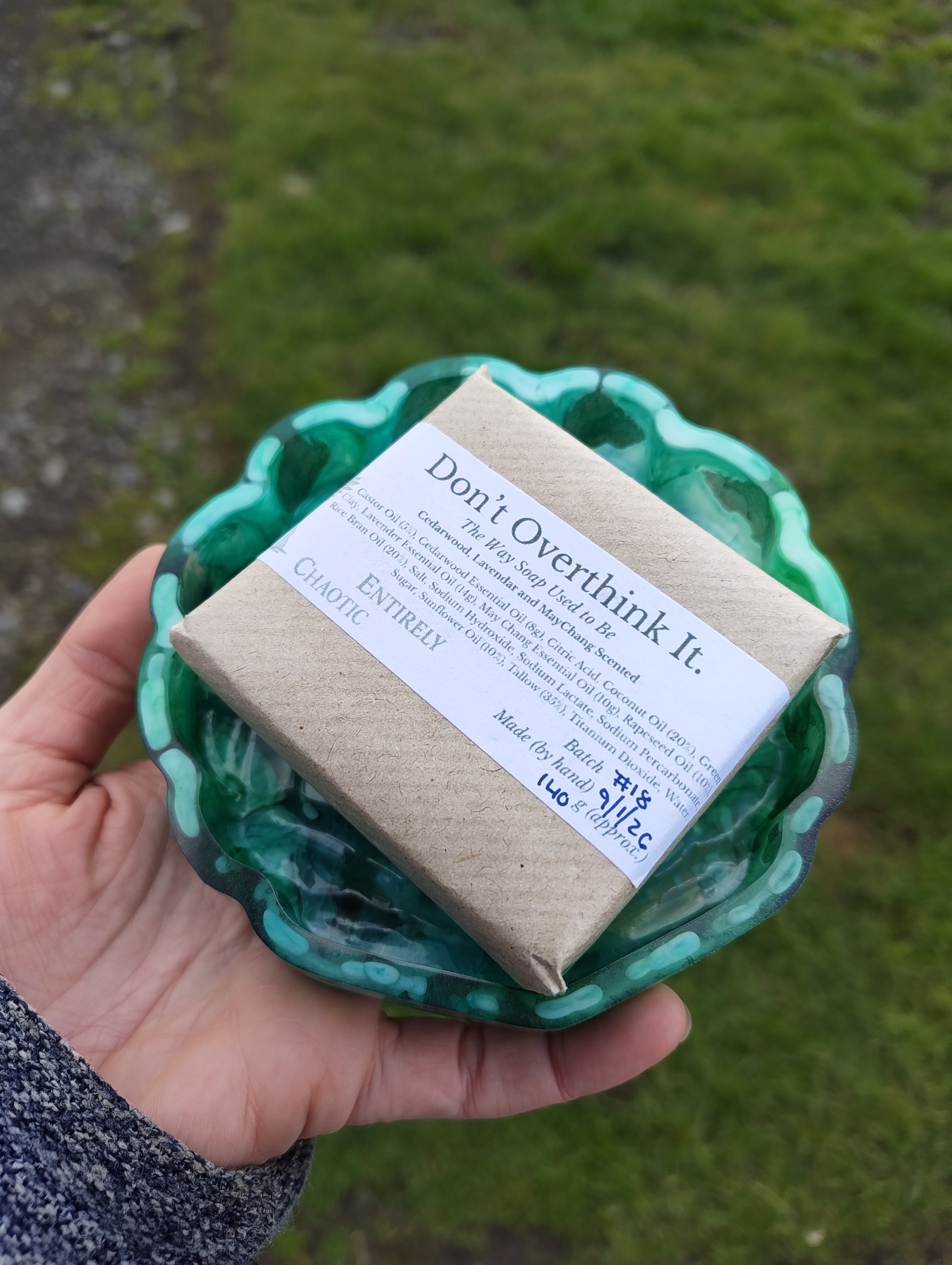 "Siren's Shell" Emerald Seafoam Resin Clam Soap Throne