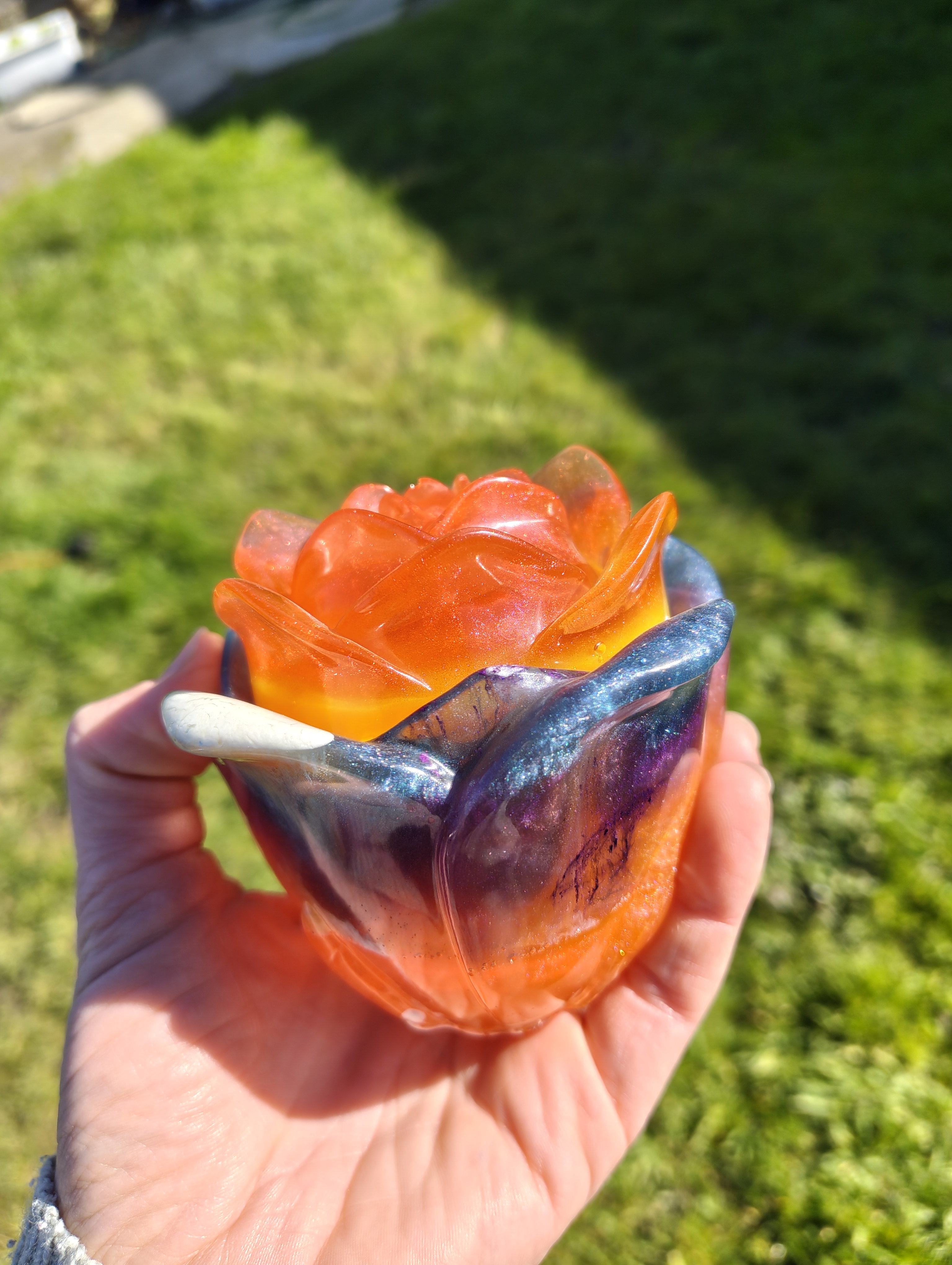 "Not Your Grandma's Rose" Galaxy & Sunset Resin Trinket Box