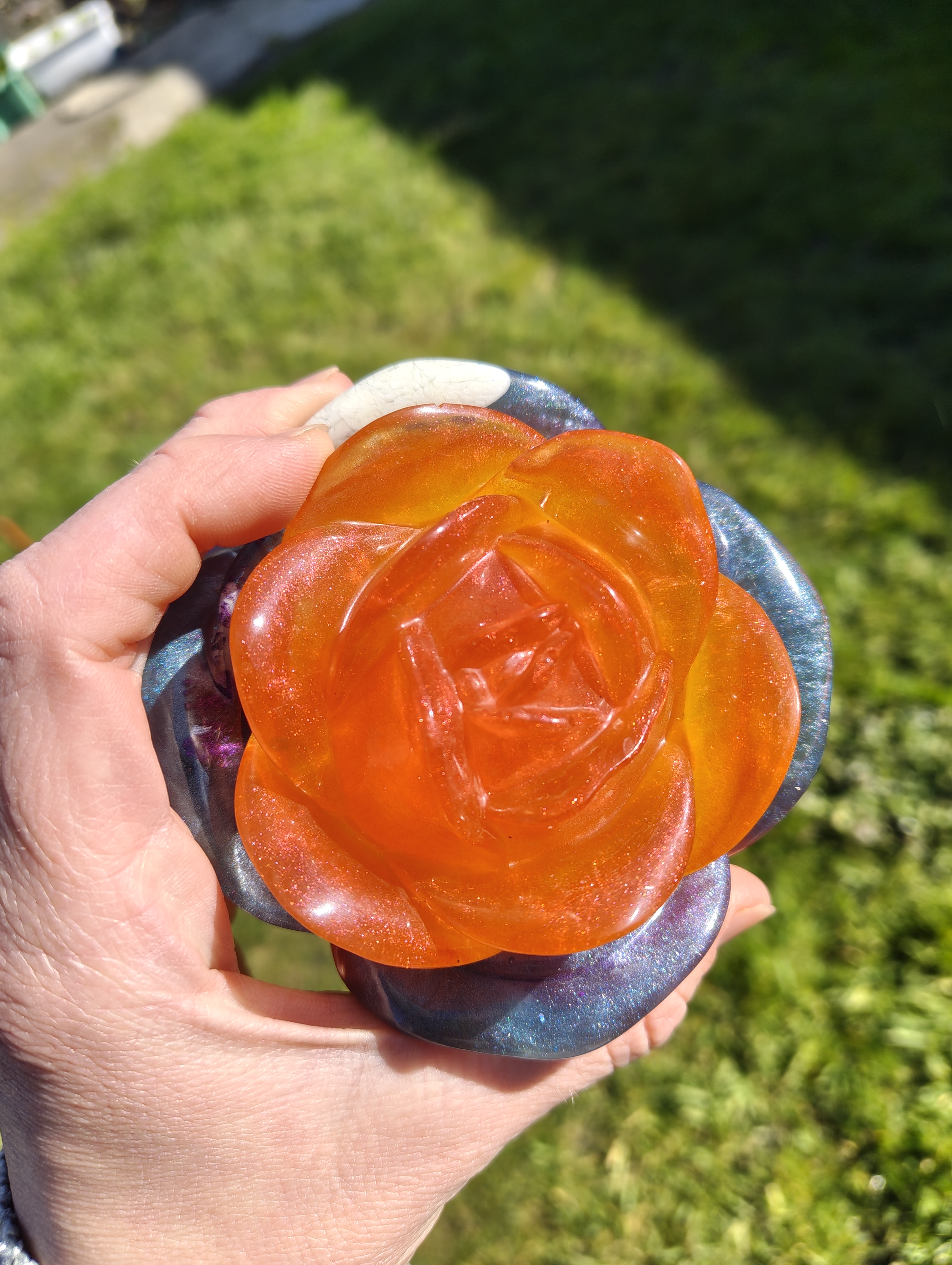 "Not Your Grandma's Rose" Galaxy & Sunset Resin Trinket Box