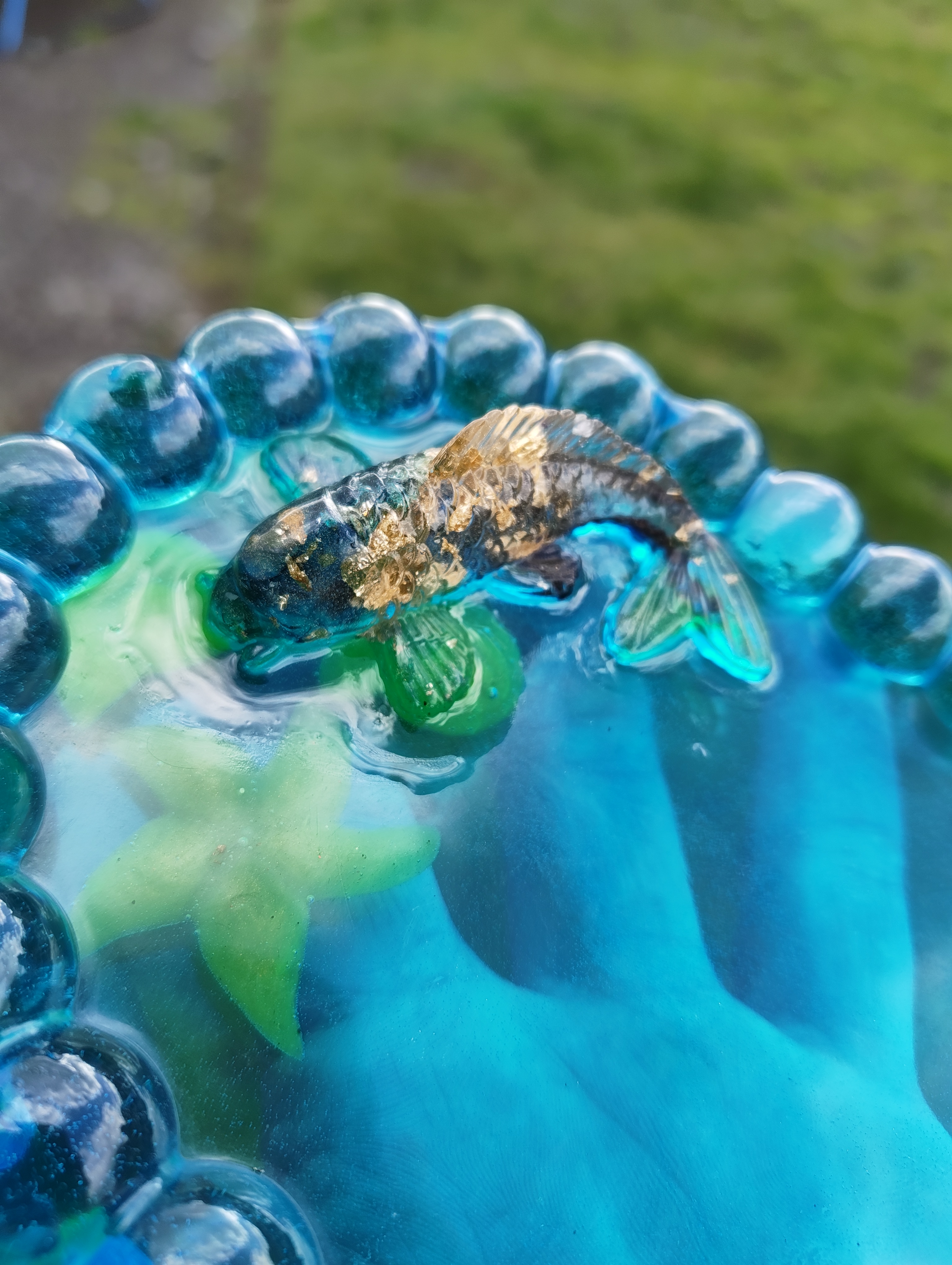"Zen Koi Pond" Ocean Blue Resin Trinket Dish