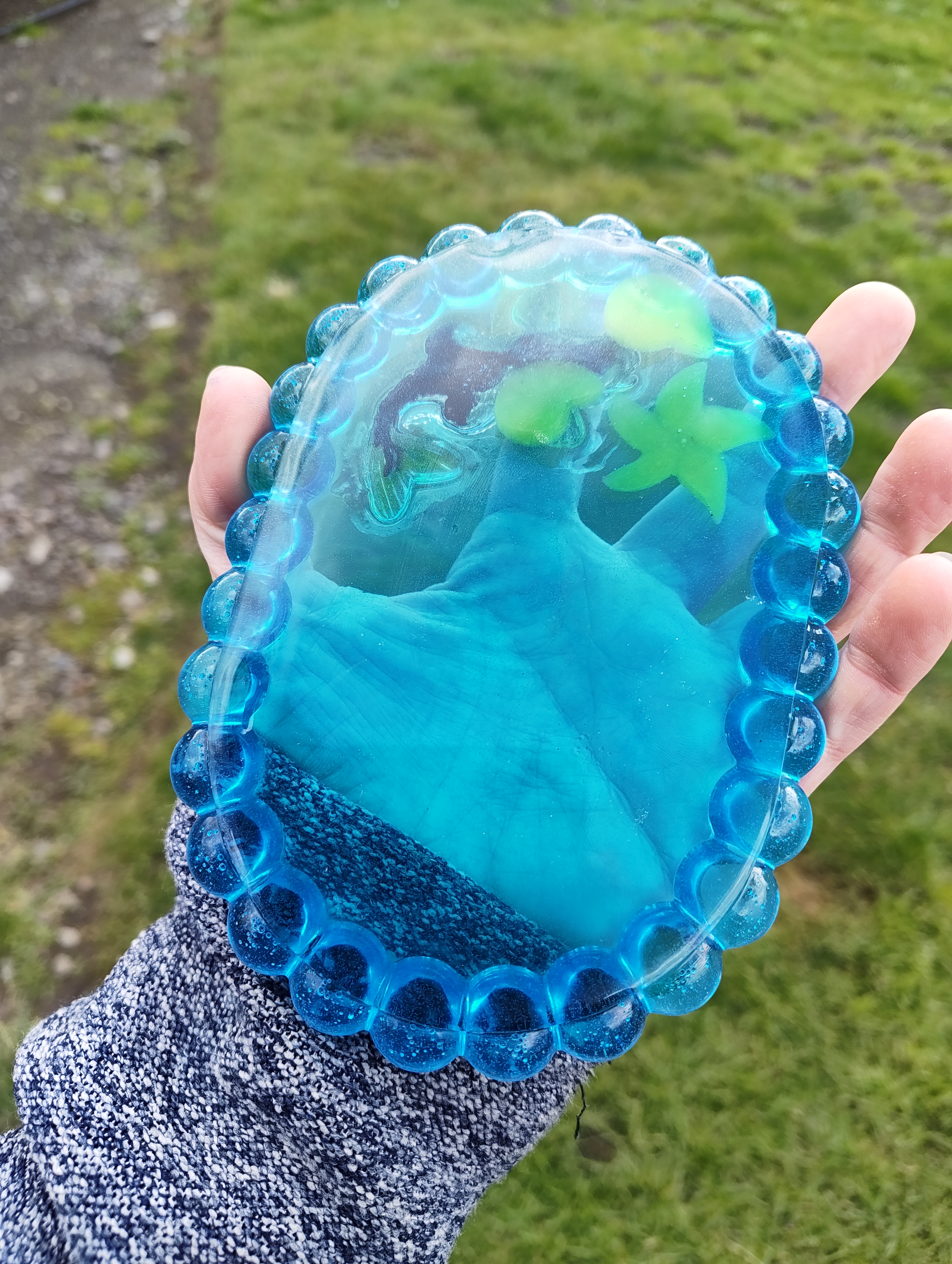 "Zen Koi Pond" Ocean Blue Resin Trinket Dish
