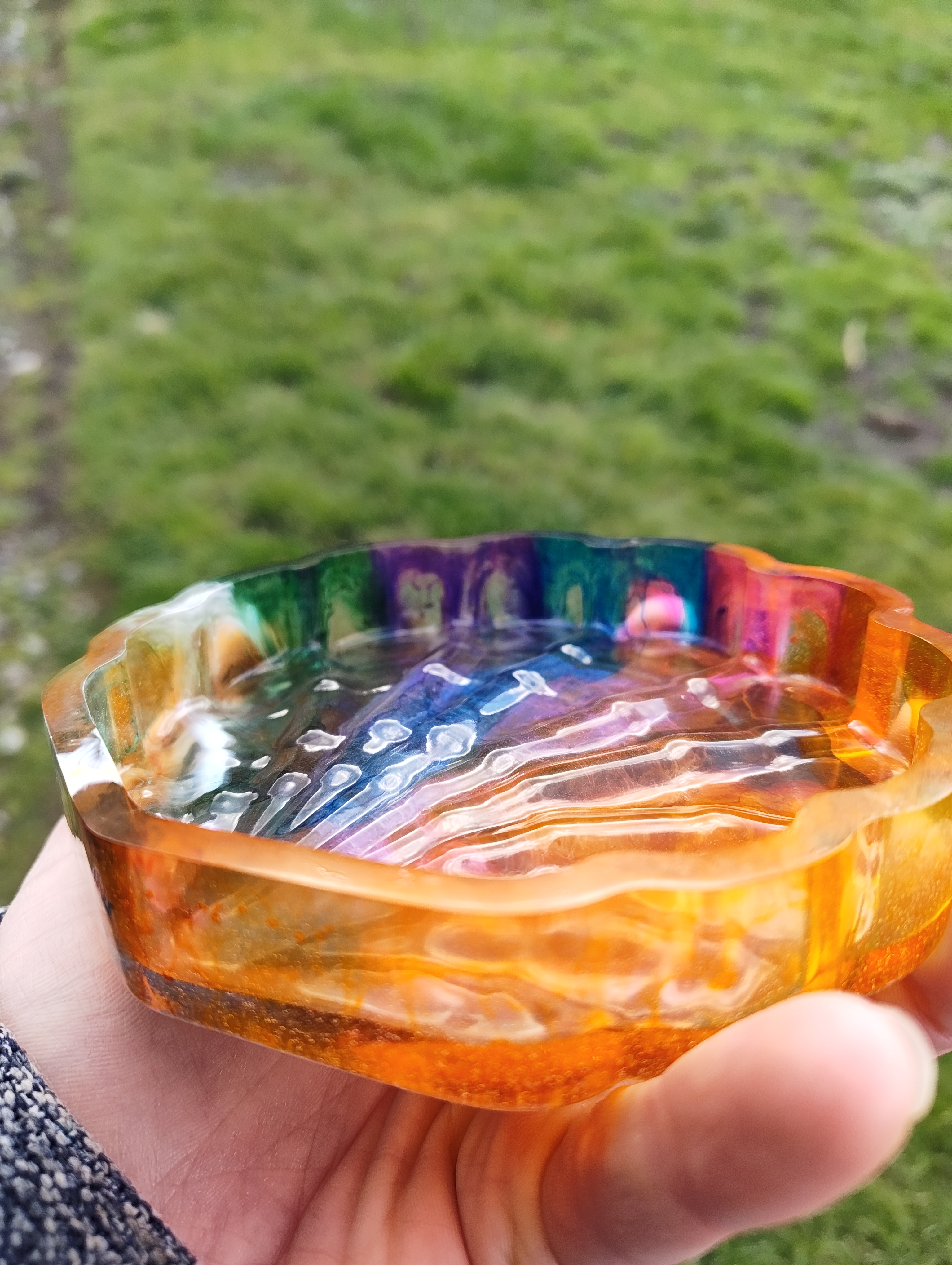 "Prismatic Reef" Rainbow Resin Clam Soap Throne