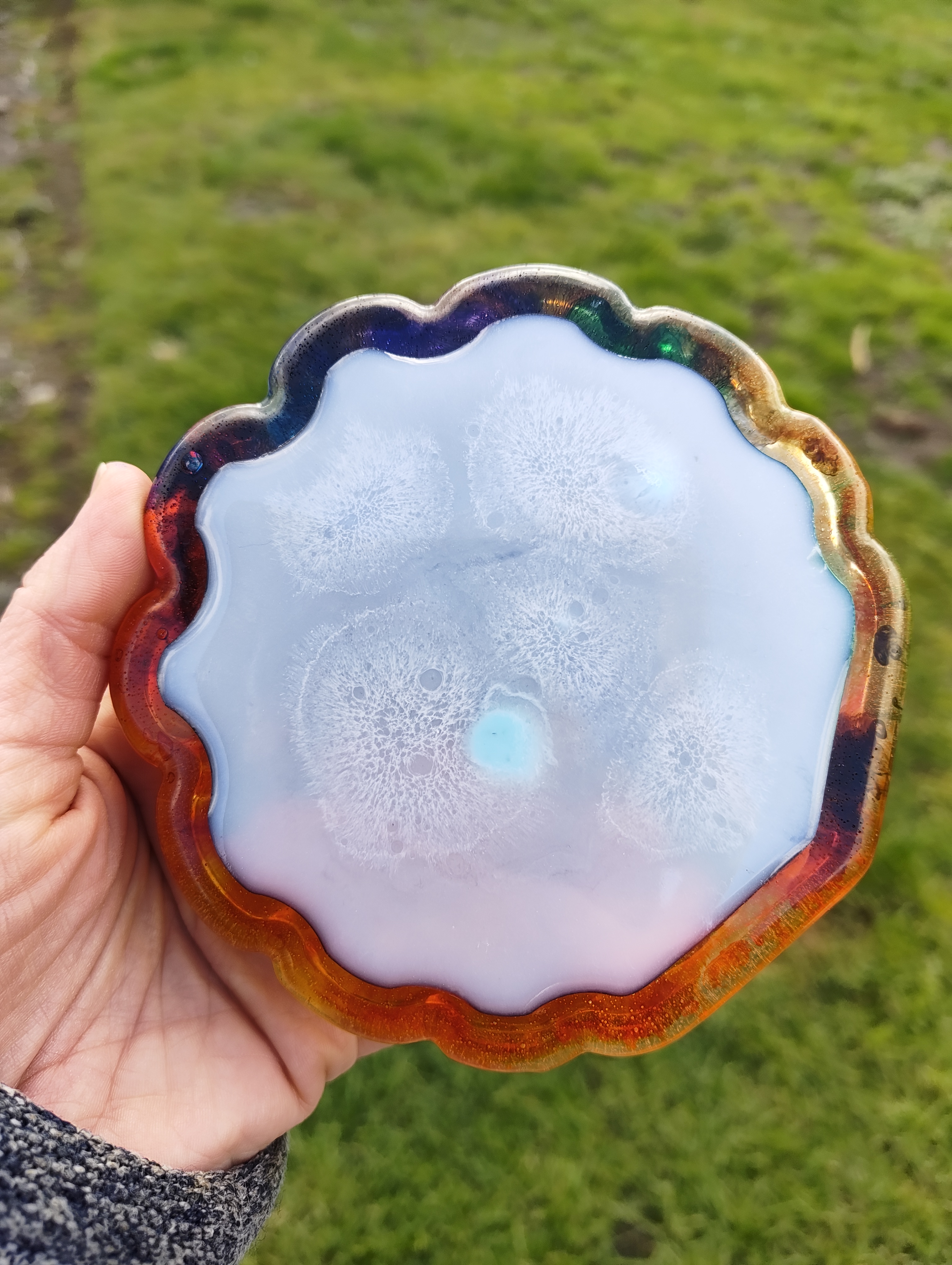 "Prismatic Reef" Rainbow Resin Clam Soap Throne