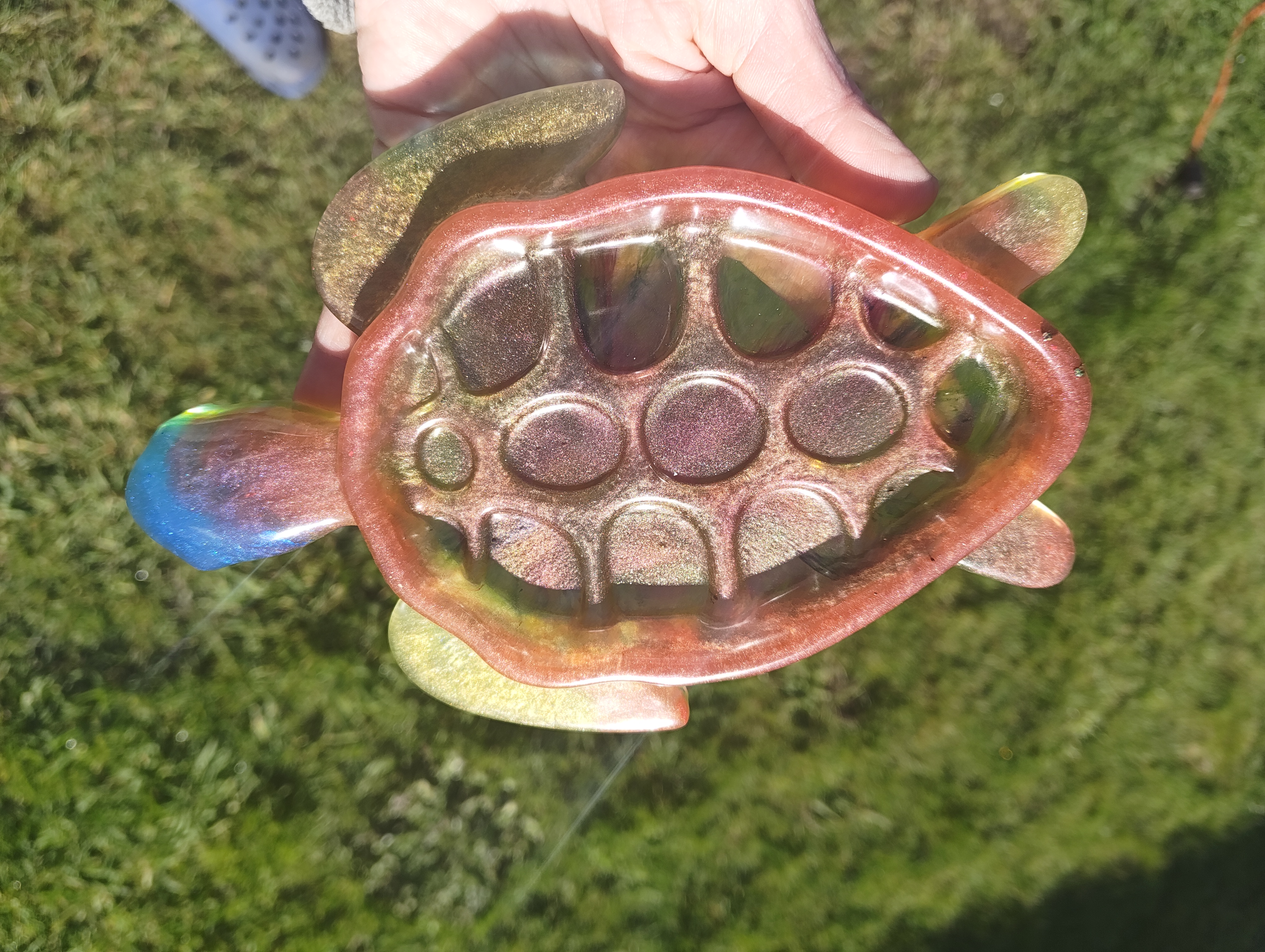 "Cosmic Sunset" Shimmering Multicolour Resin Sea Turtle Soap Throne