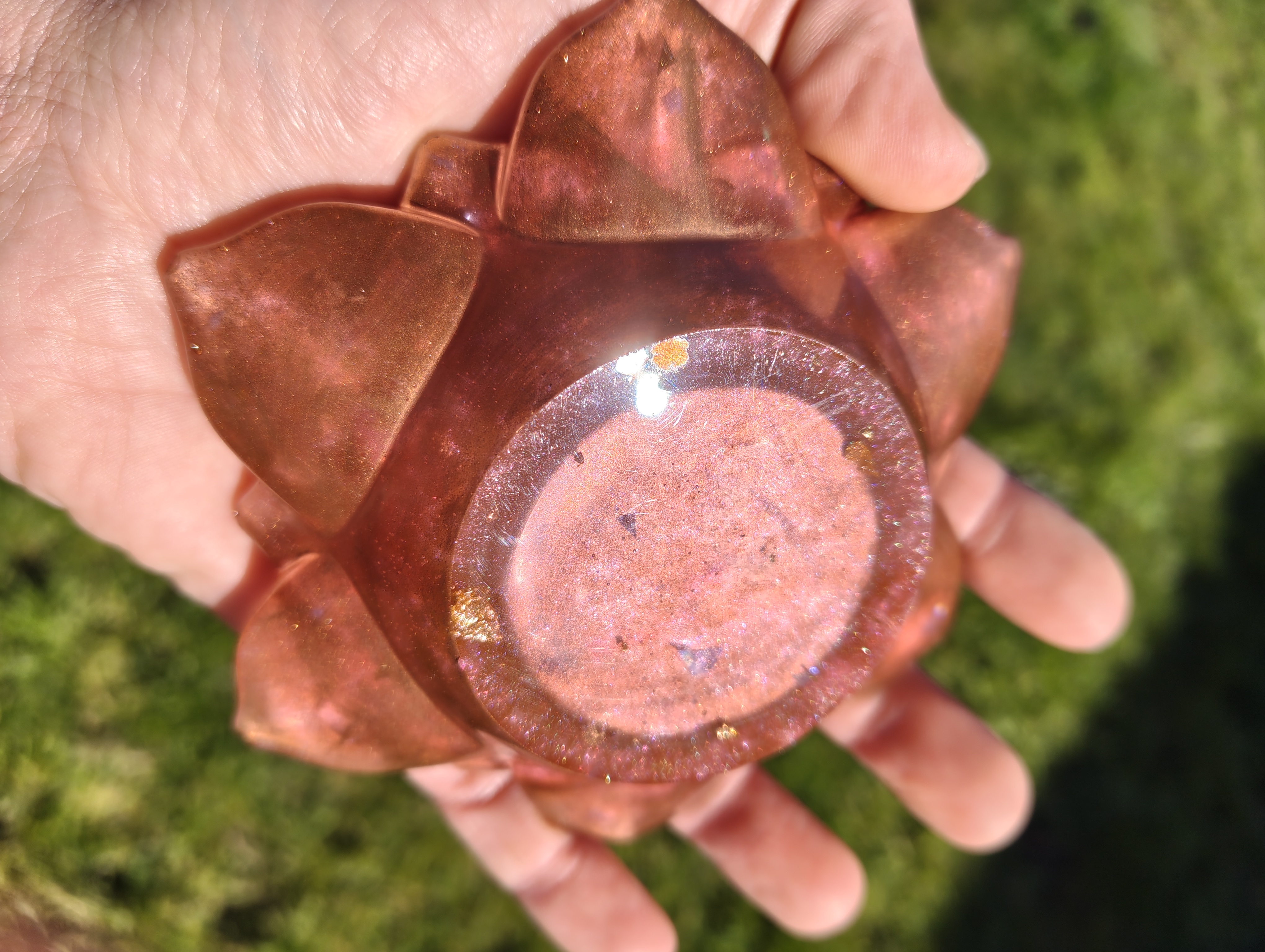 "Copper Blossom" Metallic Rose Bronze Resin Lotus Candle Holder
