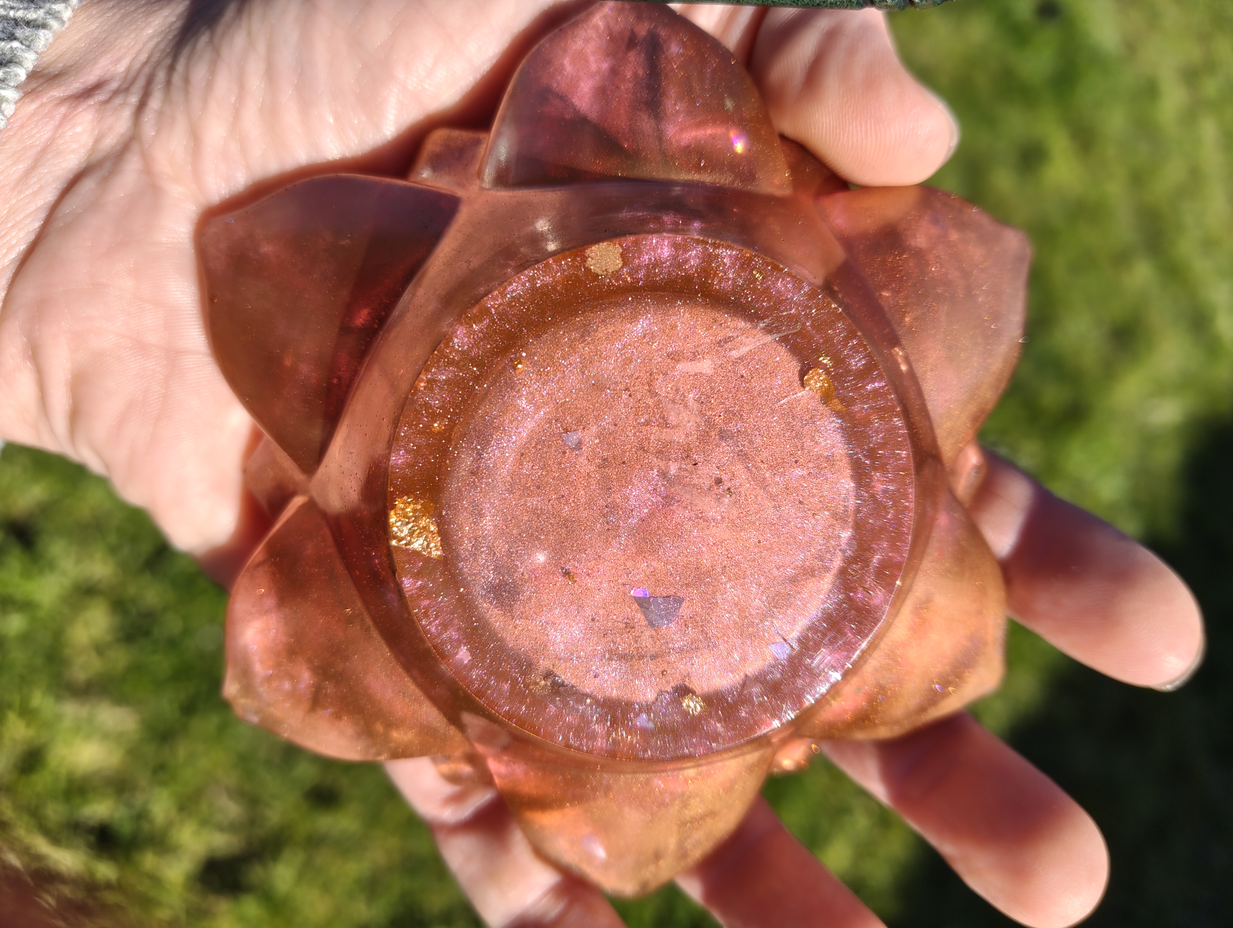 "Copper Blossom" Metallic Rose Bronze Resin Lotus Candle Holder