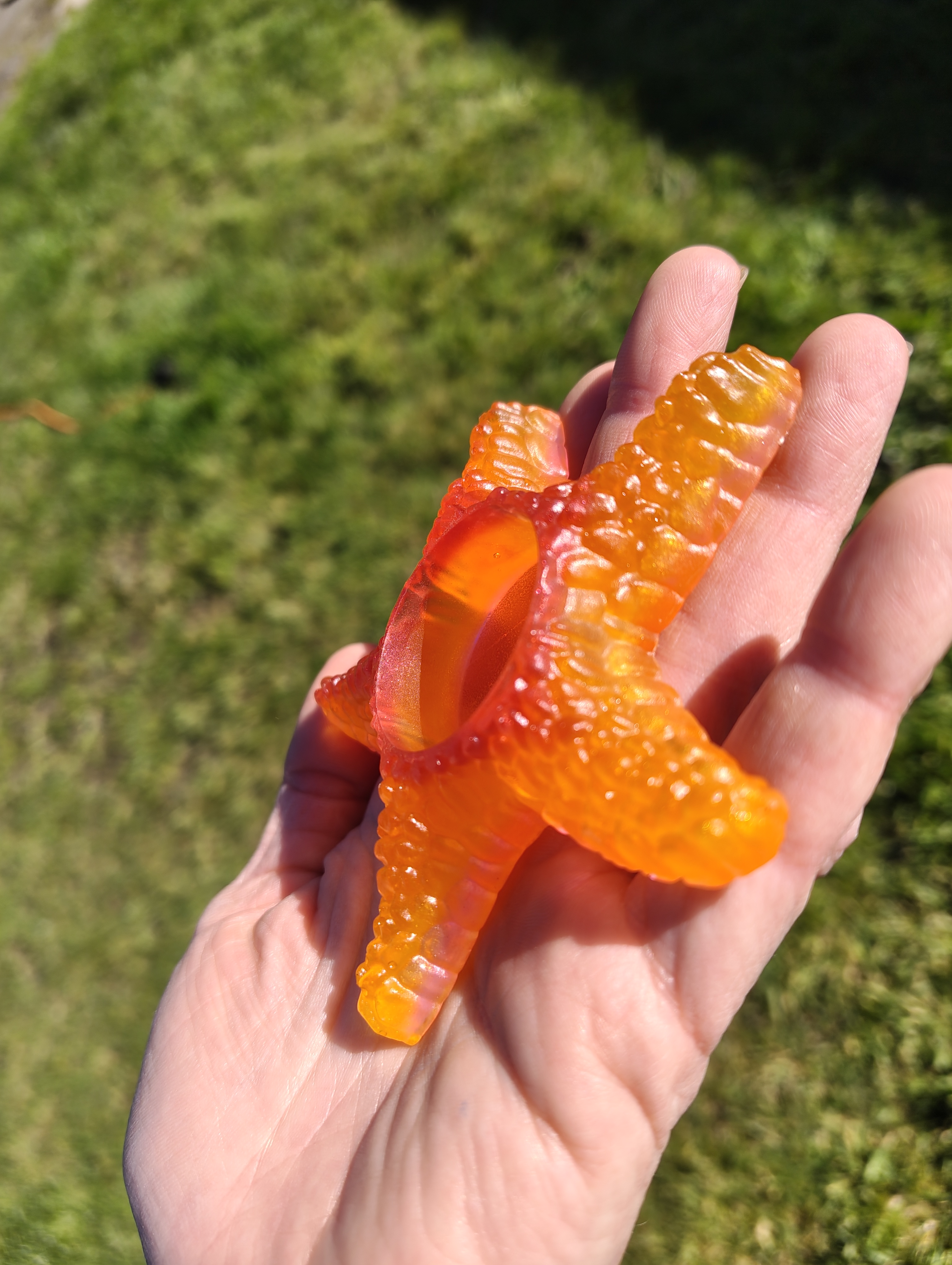 Coral Star" Fiery Orange Resin Mini Starfish Candle & Sphere Holder