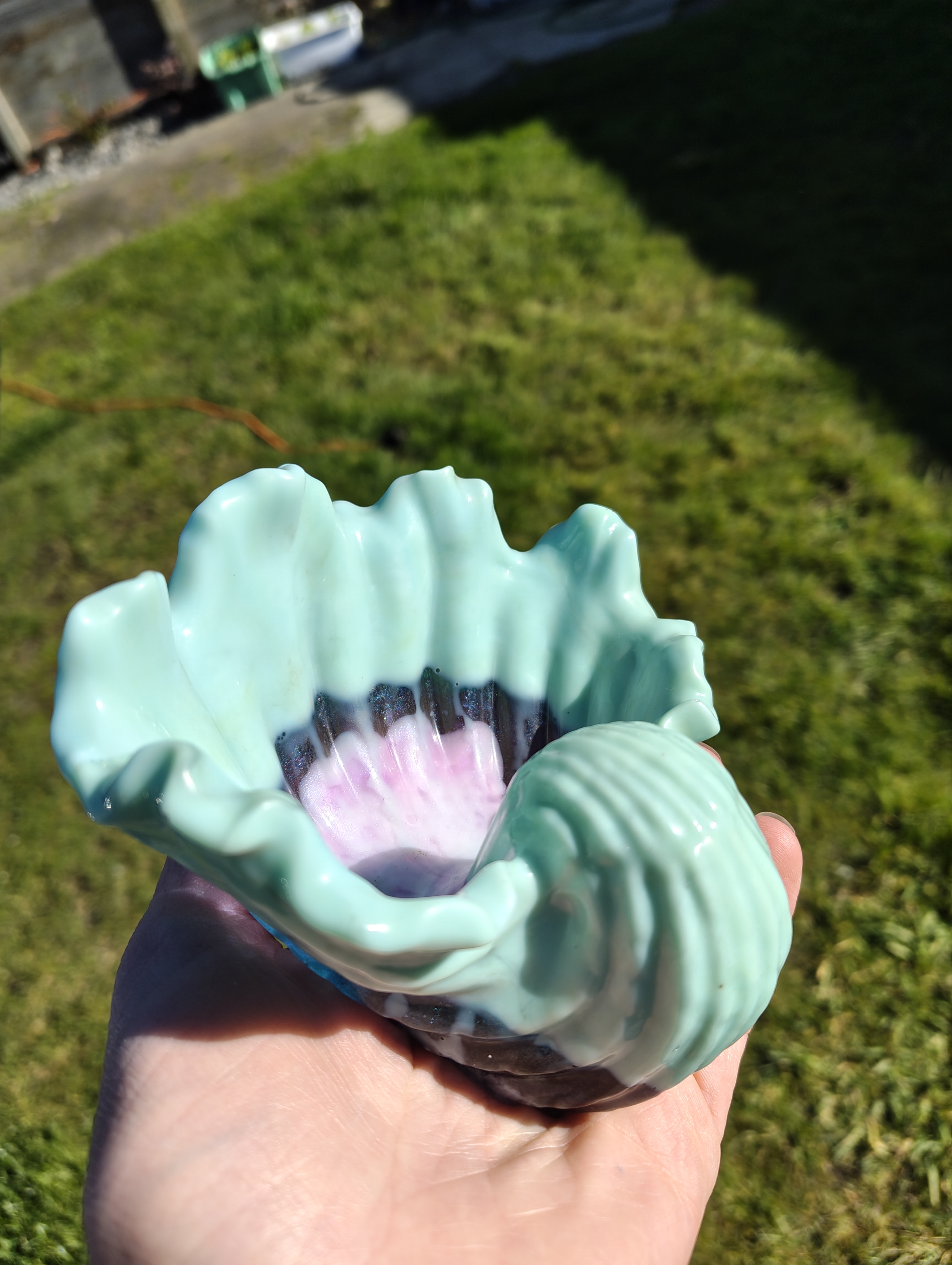 "Mermaid Grotto" Mint & Galaxy Purple Resin Wave Soap Throne