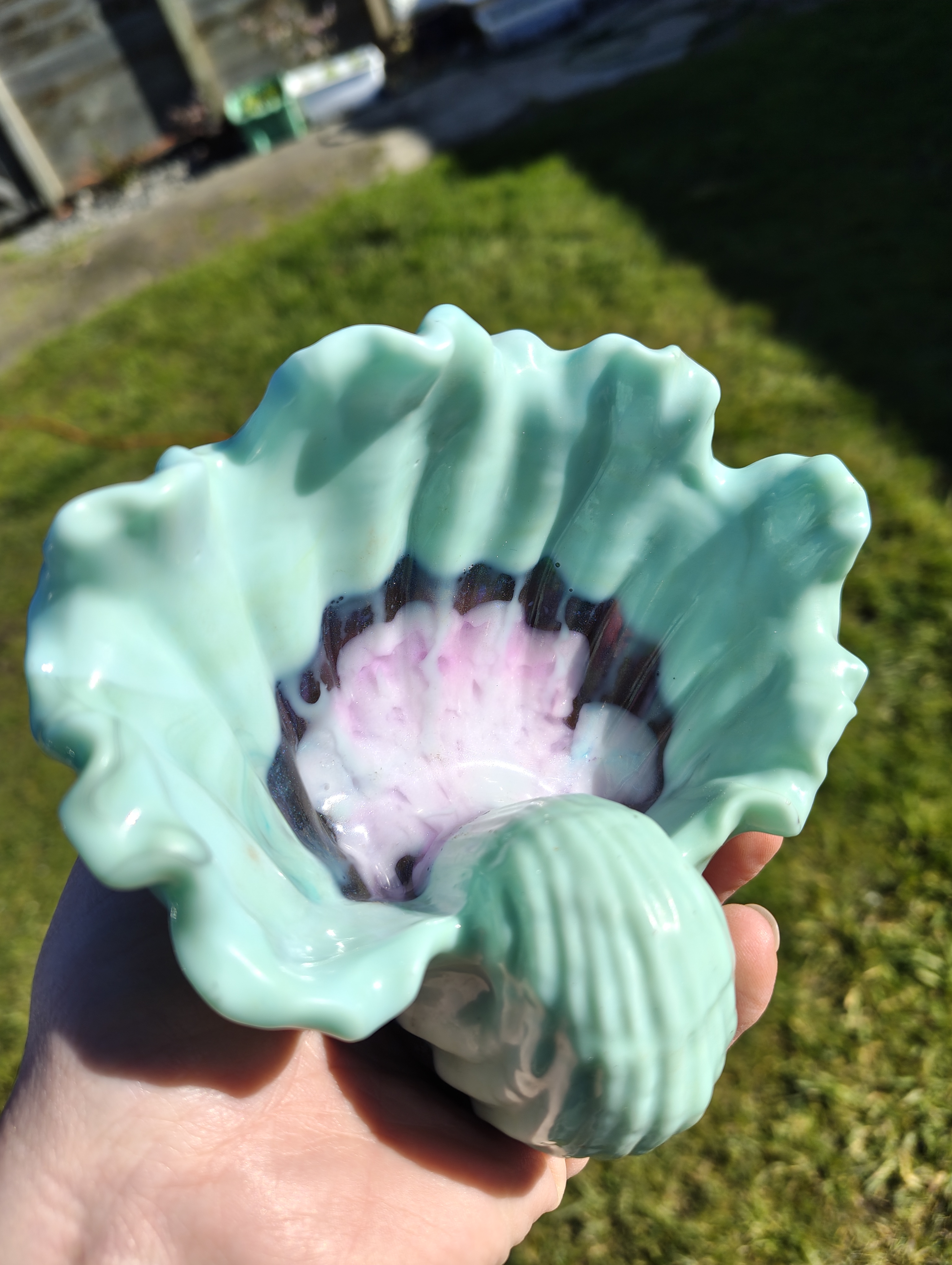 "Mermaid Grotto" Mint & Galaxy Purple Resin Wave Soap Throne