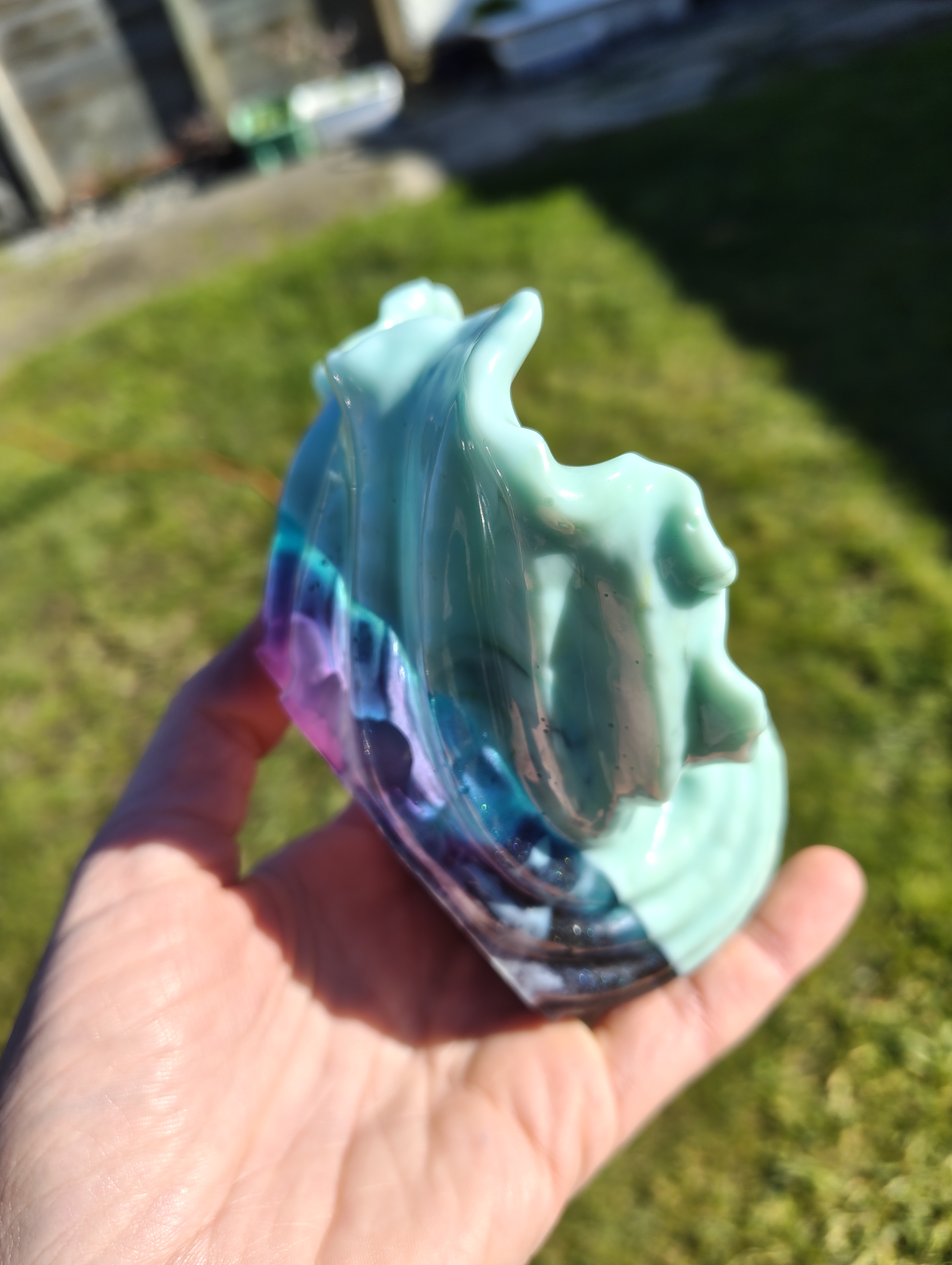 "Mermaid Grotto" Mint & Galaxy Purple Resin Wave Soap Throne