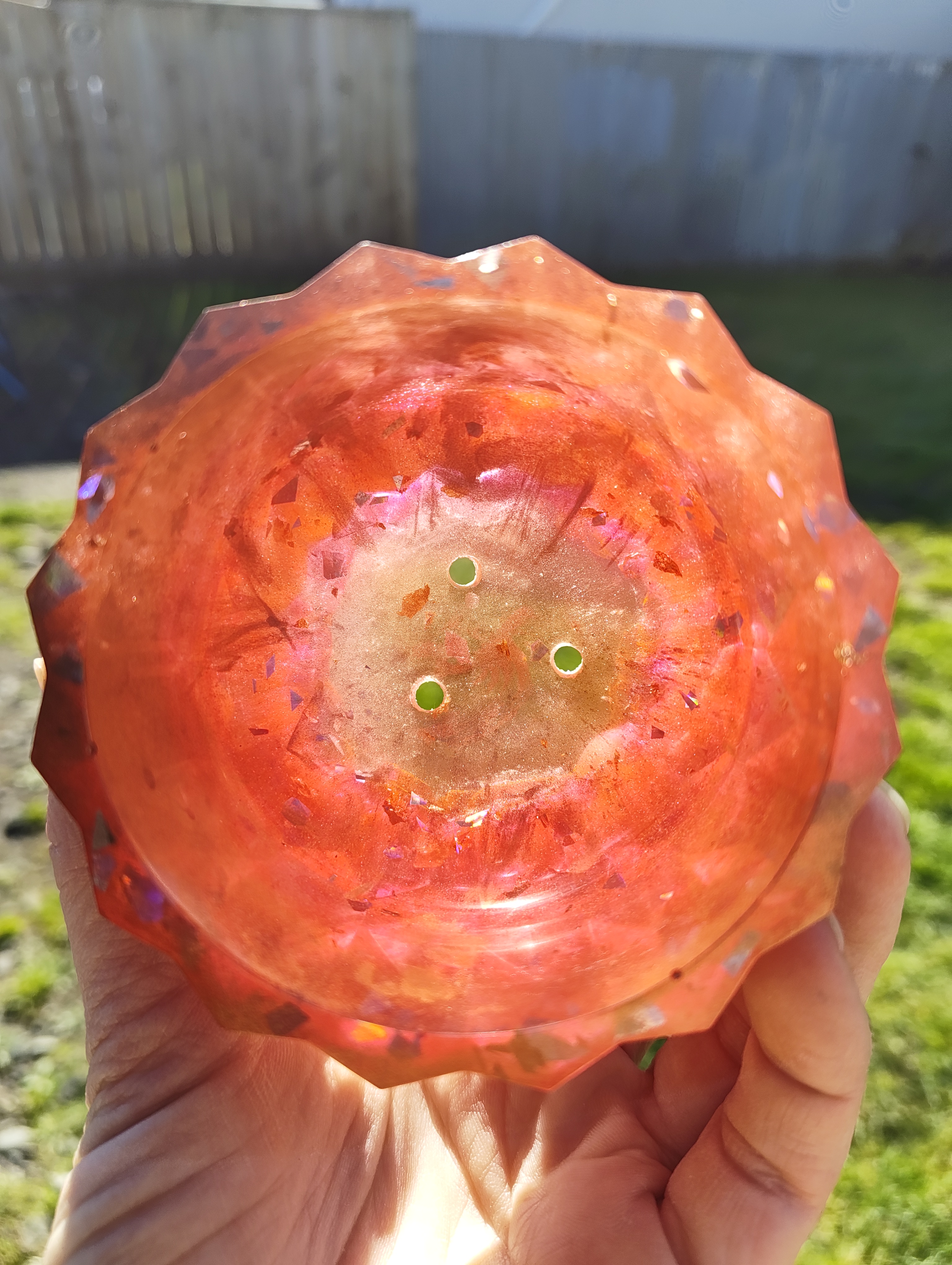 "Coral Sunset" Geometric Planter & Drip Tray Set