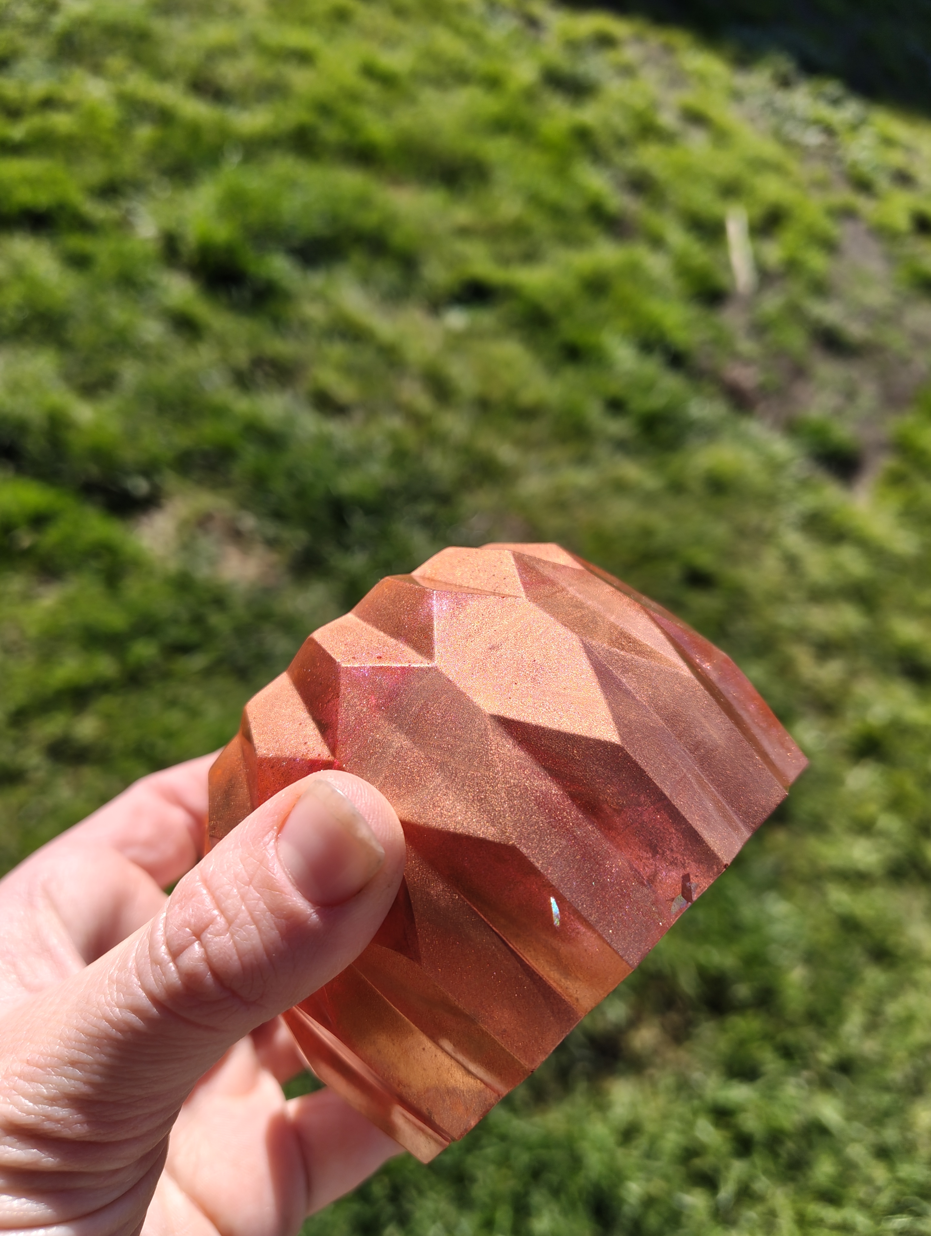 "Coral Sunset" Geometric Planter & Drip Tray Set