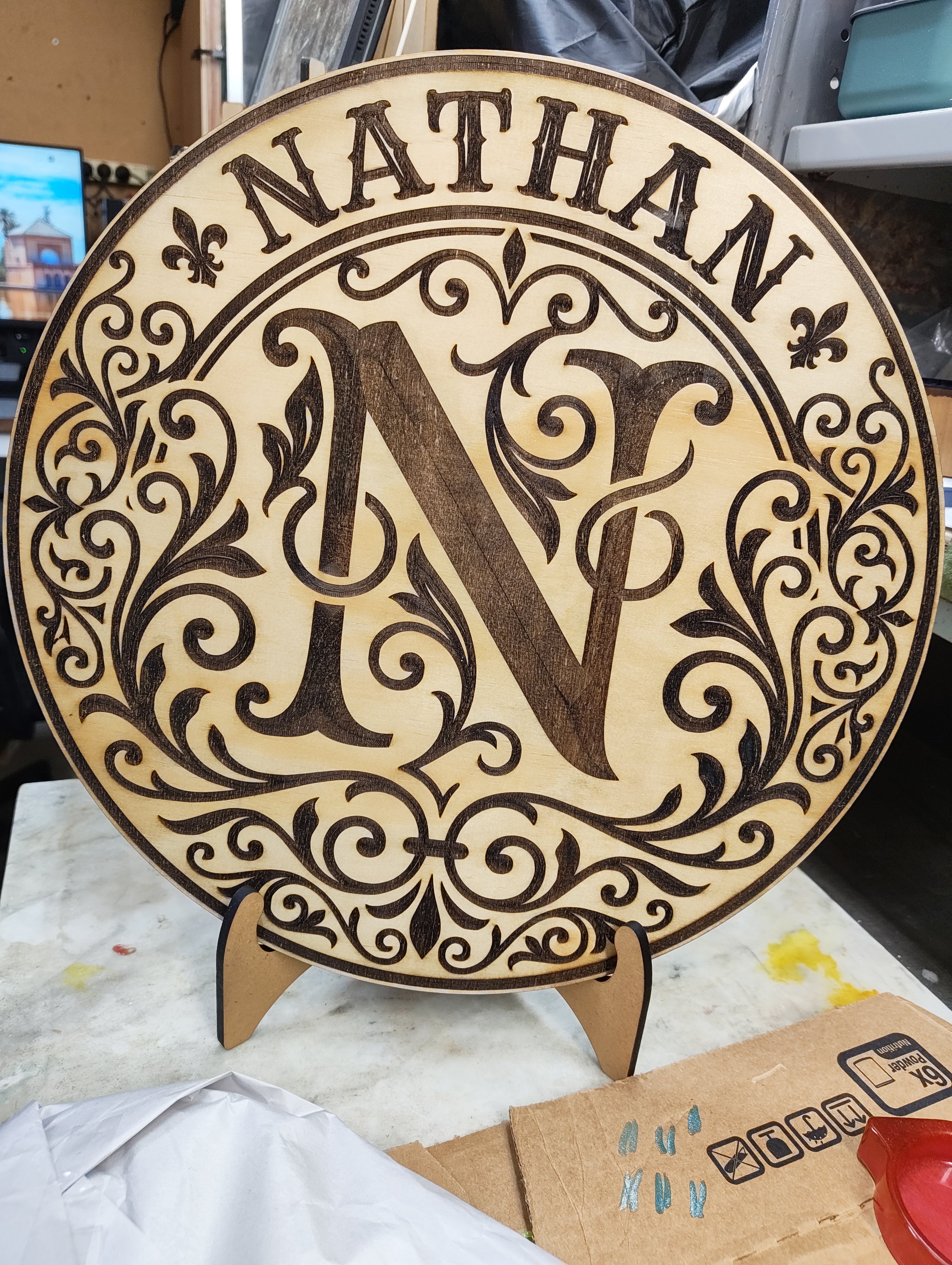 Custom Monogram & Name Timber Plaque