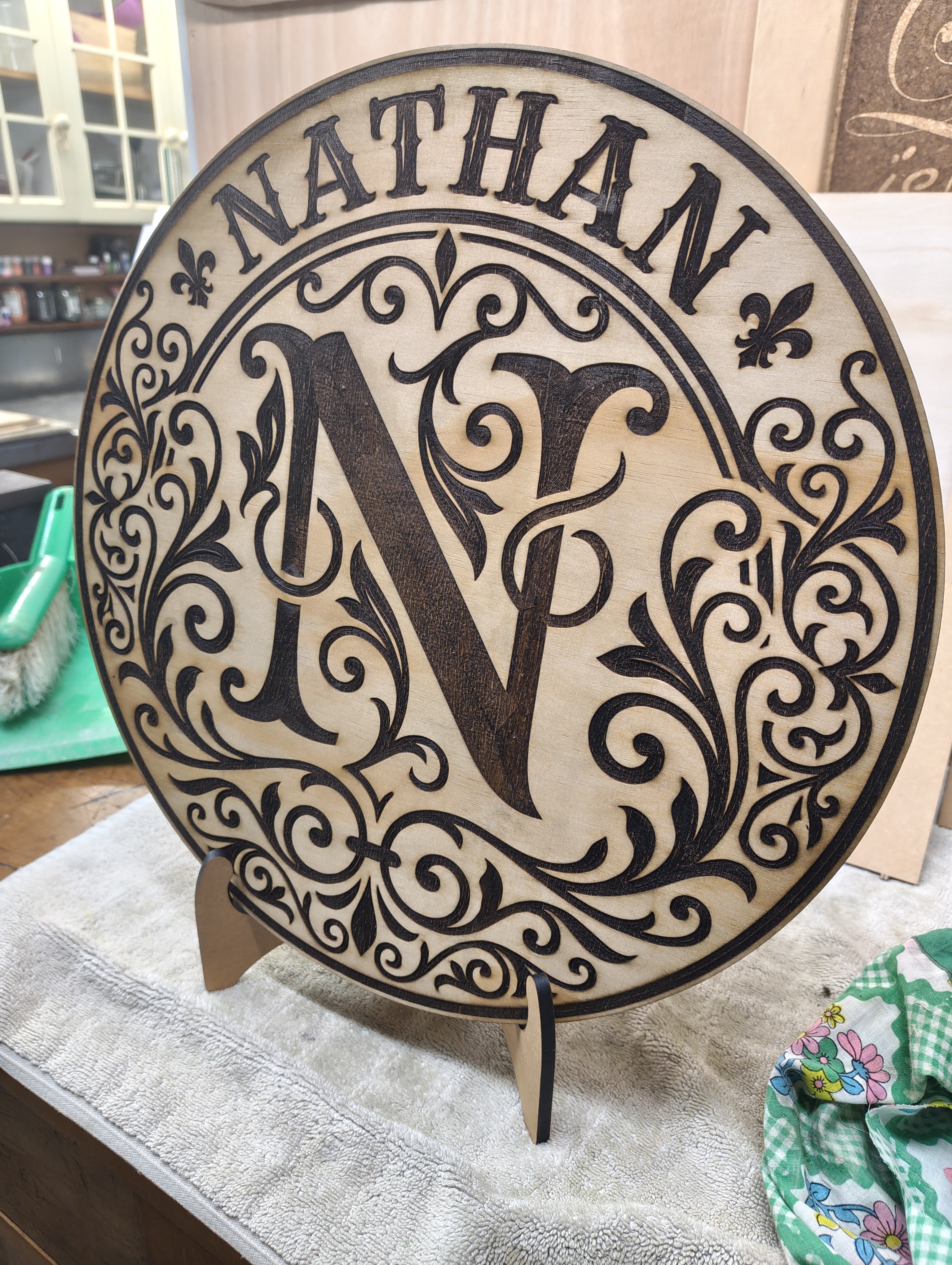 Custom Monogram & Name Timber Plaque